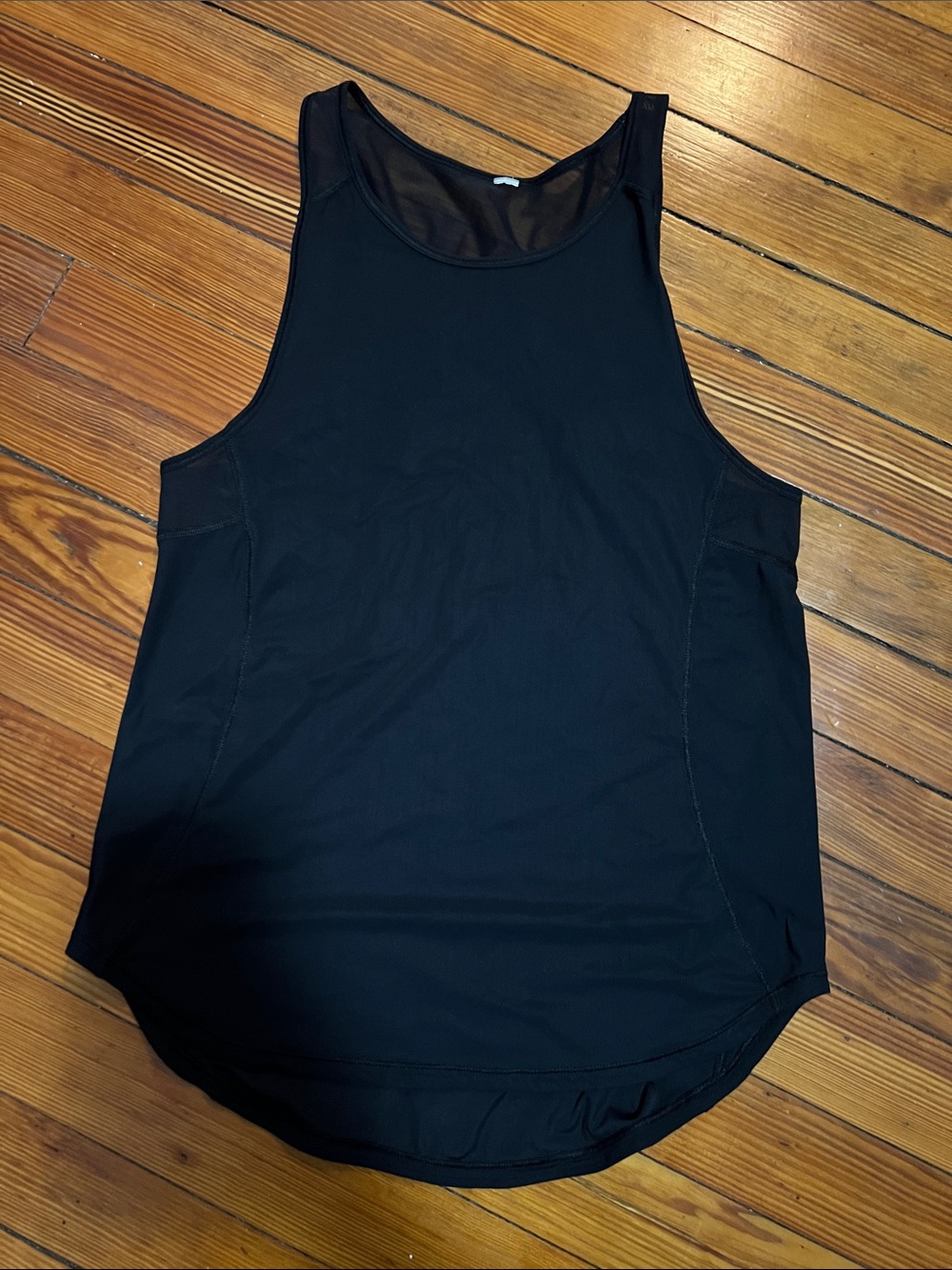 LULULEMON Black racer back tank top mesh panels yoga spin gym breathable 6 m